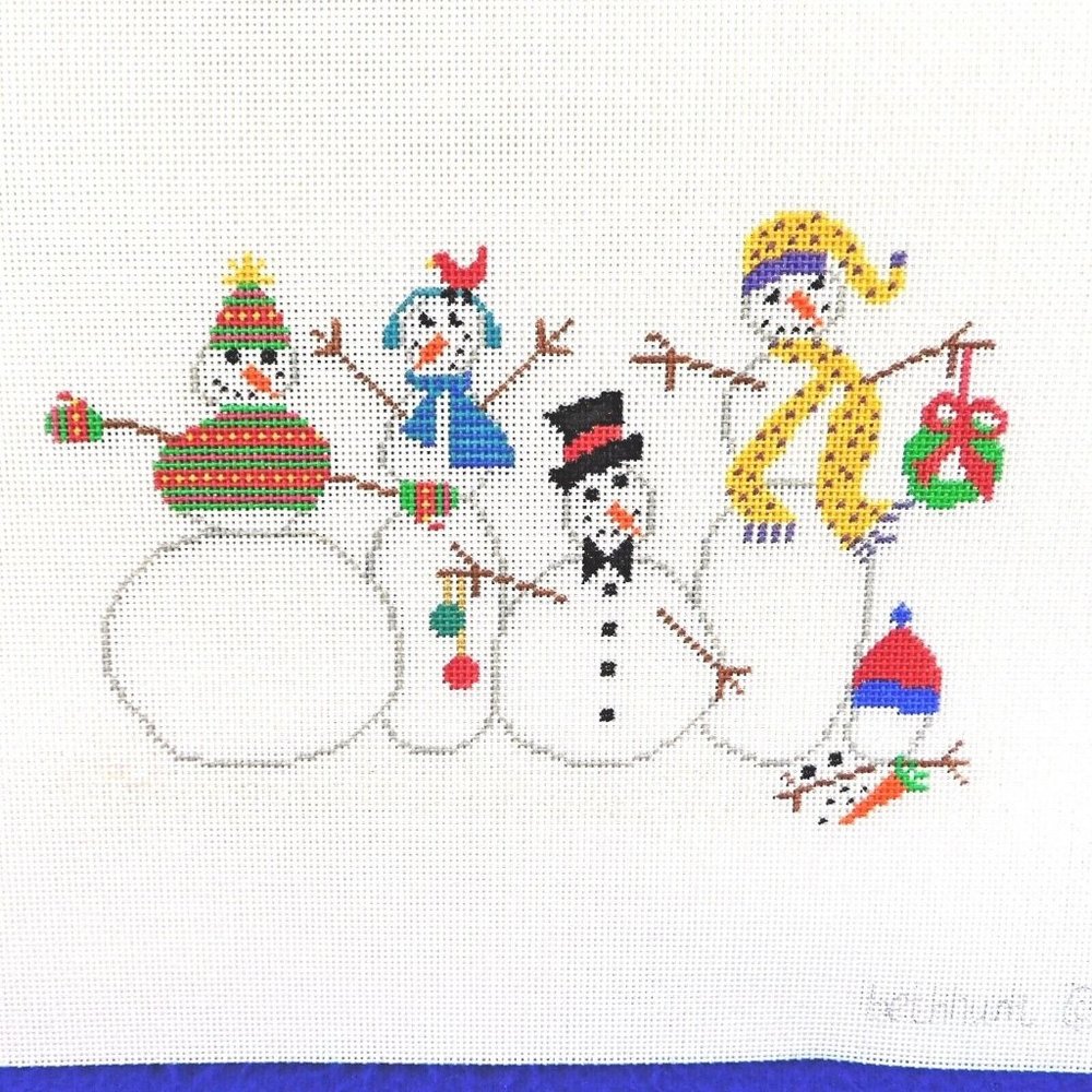 Beth Hunt SNOWMEN Needlepoint Canvas Painted 2007 18 Mesh